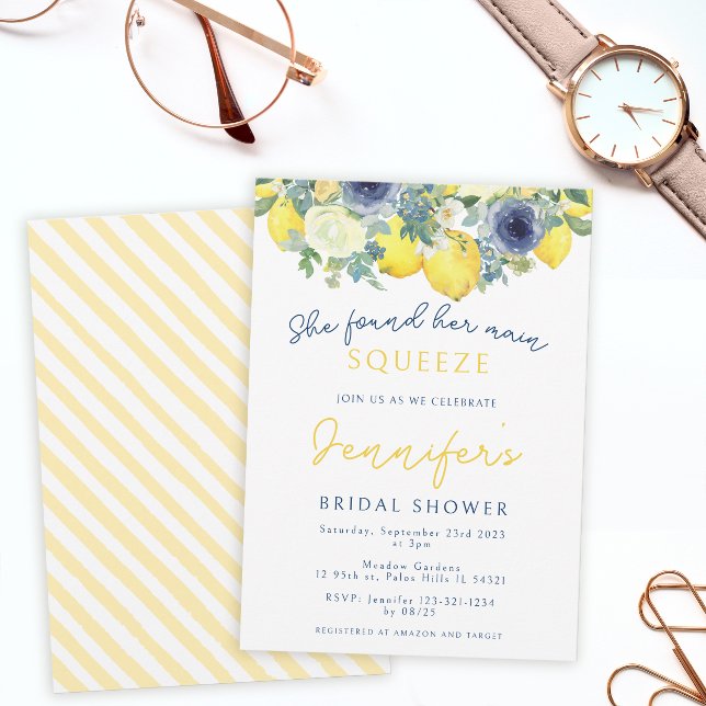 Light yellow Lemon main squeeze Bridal Shower Invitation (Creator Uploaded)