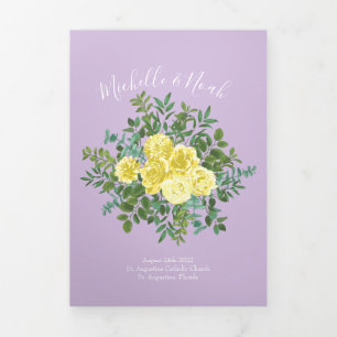 Light Yellow & Lilac Purple Rose Wedding Programs