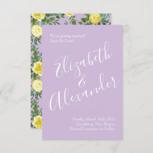 Light Yellow & Lilac Purple Rose Wedding Save Date Invitation