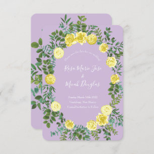 Light Yellow & Lilac Purple Rose Wedding Save Date Invitation