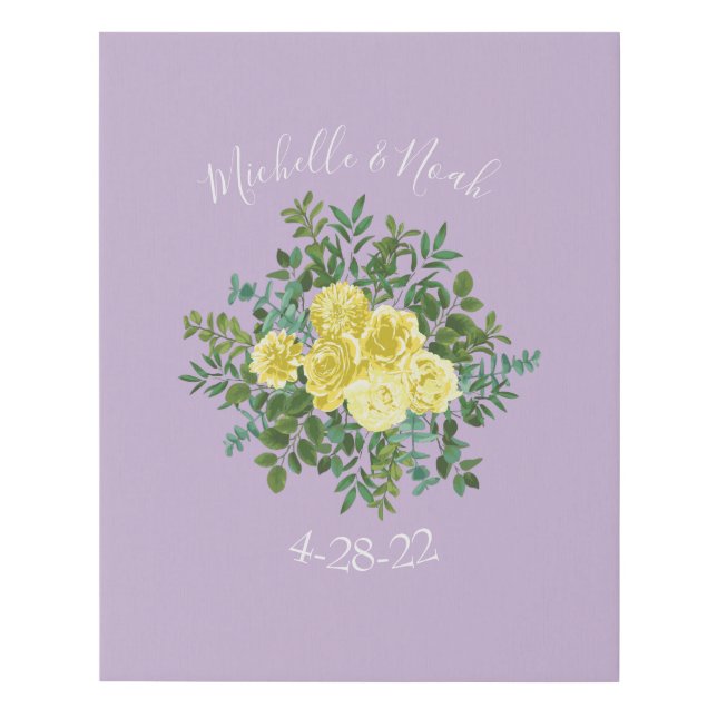 Light Yellow Lilac Purple Wedding Signature Canvas (Front)