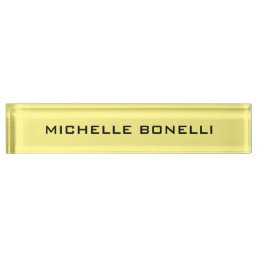 Light Yellow Minimalist Plain Legible Modern Desk Name Plate