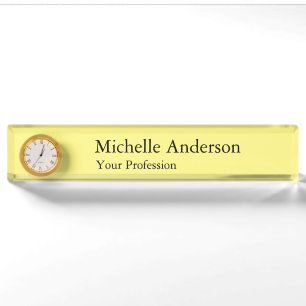Light Yellow Minimalist Professional Modern Plain Desk Name Plate