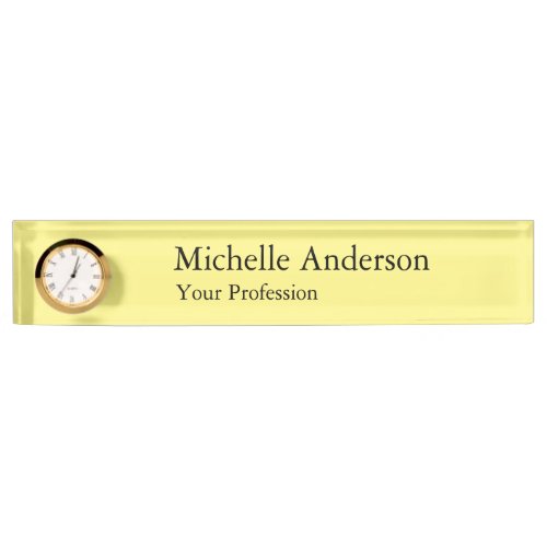 Light Yellow Minimalist Professional Modern Plain Desk Name Plate