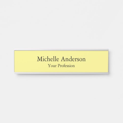 Light Yellow Minimalist Professional Modern Plain Door Sign