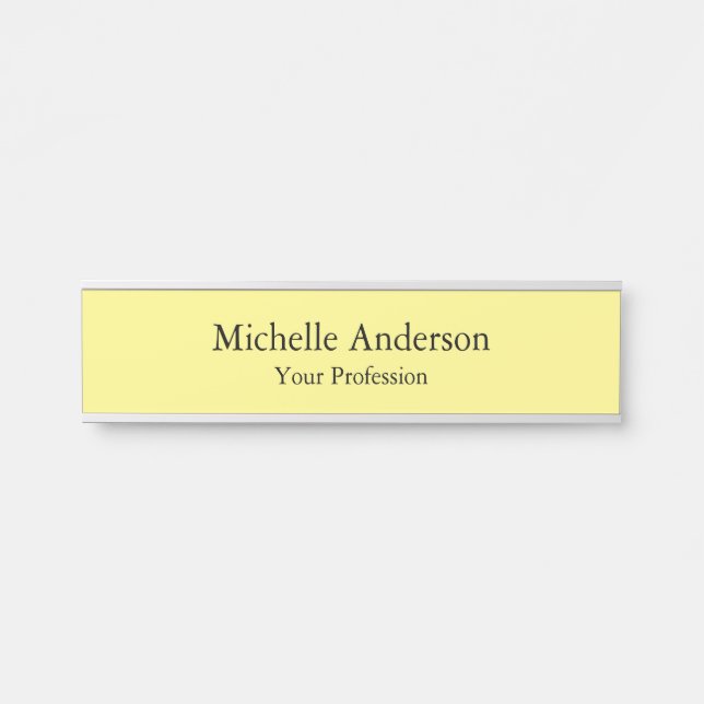 Light Yellow Minimalist Professional Modern Plain Door Sign (Front)