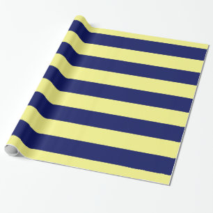 Light Yellow, Navy Blue XL Stripes Pattern V Wrapping Paper