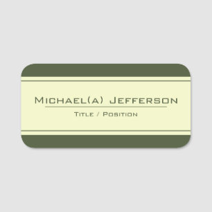 Light Yellow on Olive Dark Green Unique Name Tag