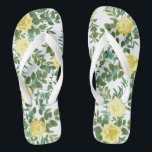 Light Yellow Pastel Peony & Rose Floral Wedding Flip Flops<br><div class="desc">Beautiful Light Yellow Pastel peony & rose floral wedding invitations with abundant greenery.  Perfect for a floral theme or traditional white wedding in the Spring or Summer.  Customize the color and text to make this wedding invite your own!</div>