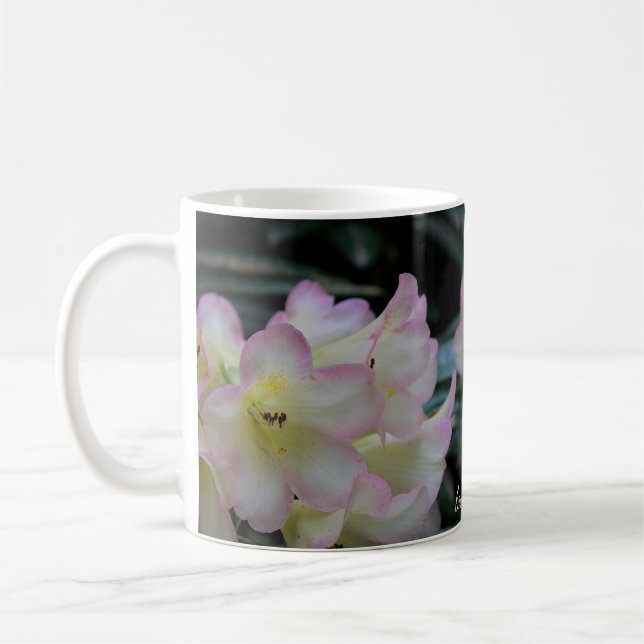 Light Yellow & Pink Rhododendron Flower Mug (Left)