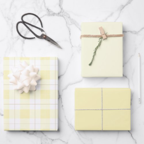 Light Yellow Plaid Pattern with Matching Yellows Wrapping Paper Sheets