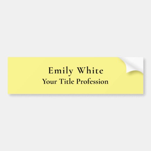 Light Yellow Plain Elegant Professional Modern Bumper Sticker