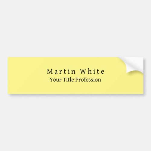 Light Yellow Plain Elegant Professional Modern Bumper Sticker