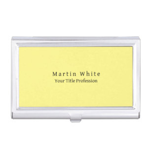 Light Yellow Plain Elegant Professional Modern Business Card Case