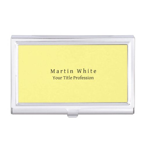 Light Yellow Plain Elegant Professional Modern Business Card Case