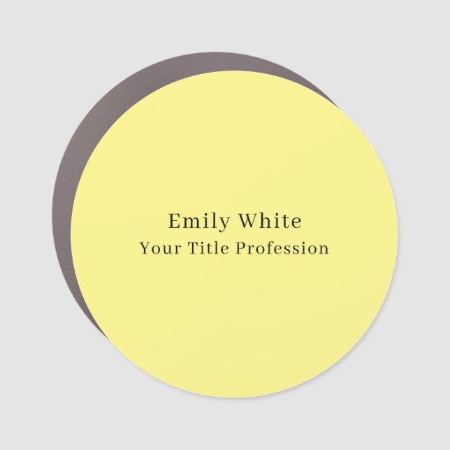 Light Yellow Plain Elegant Professional Modern Car Magnet (Front)