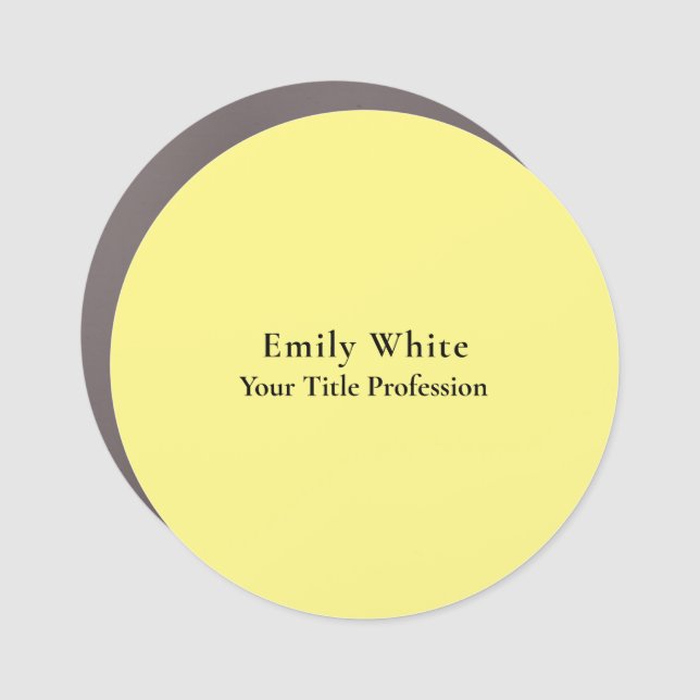 Light Yellow Plain Elegant Professional Modern Car Magnet (Front)