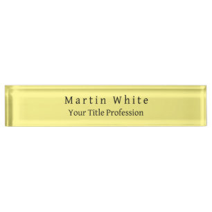 Light Yellow Plain Elegant Professional Modern Desk Name Plate