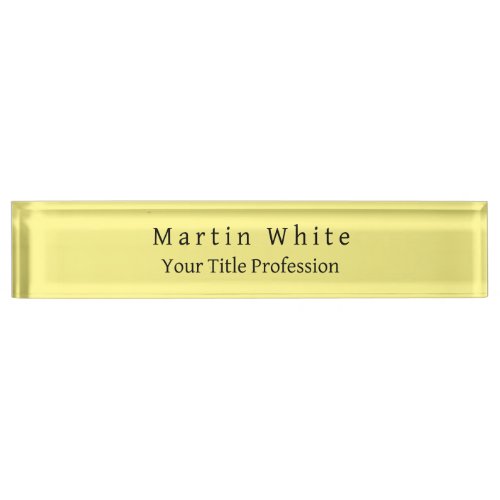Light Yellow Plain Elegant Professional Modern Desk Name Plate