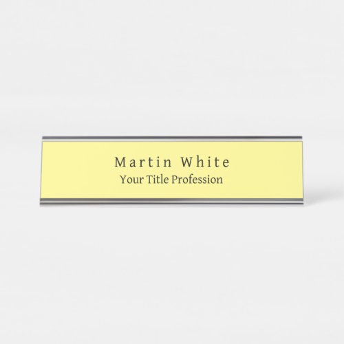 Light Yellow Plain Elegant Professional Modern Desk Name Plate