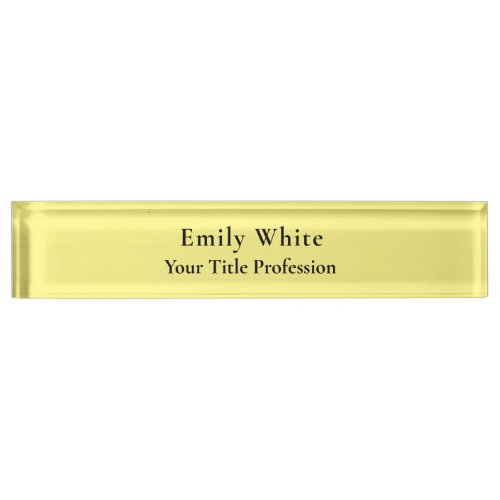 Light Yellow Plain Elegant Professional Modern Desk Name Plate