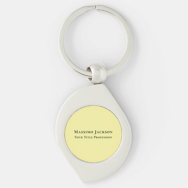 Light Yellow Plain Elegant Professional Modern Keychain (Front)