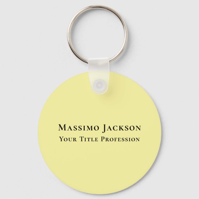 Light Yellow Plain Elegant Professional Modern Keychain (Front)