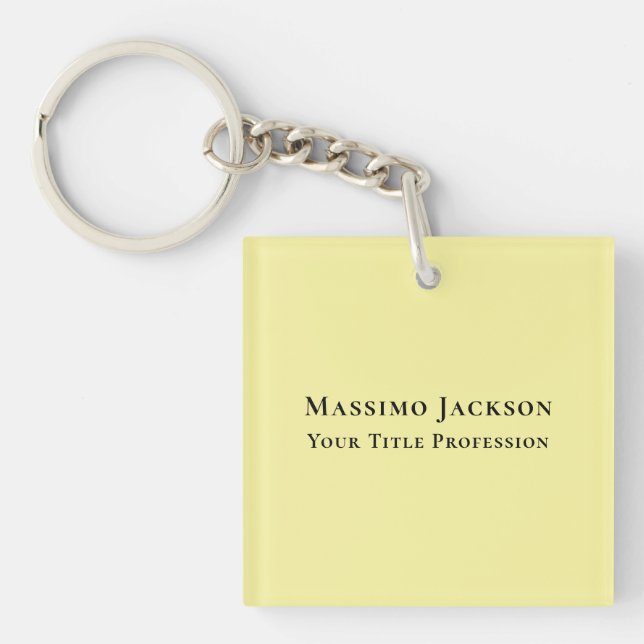 Light Yellow Plain Elegant Professional Modern Keychain (Front)