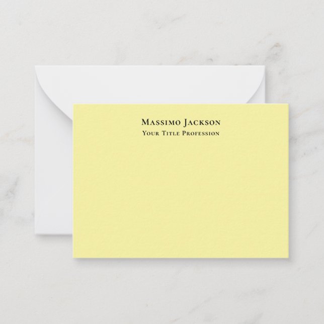 Light Yellow Plain Elegant Professional Modern Note Card (Front)