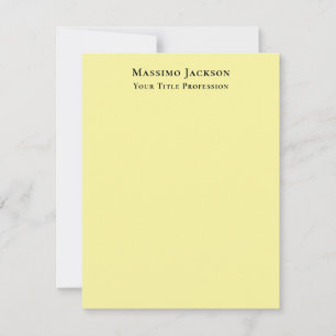 Light Yellow Plain Elegant Professional Modern Note Card