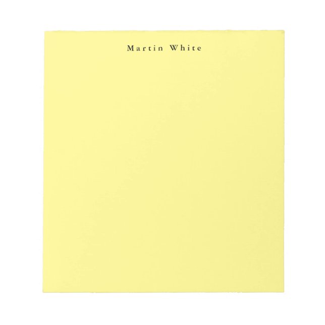 Light Yellow Plain Elegant Professional Modern Notepad (Front)