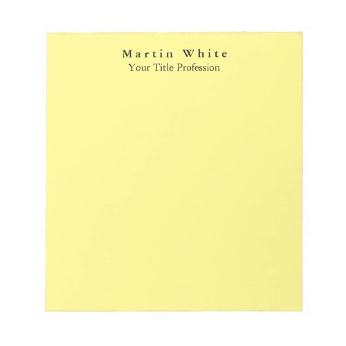 Light Yellow Plain Elegant Professional Modern Notepad