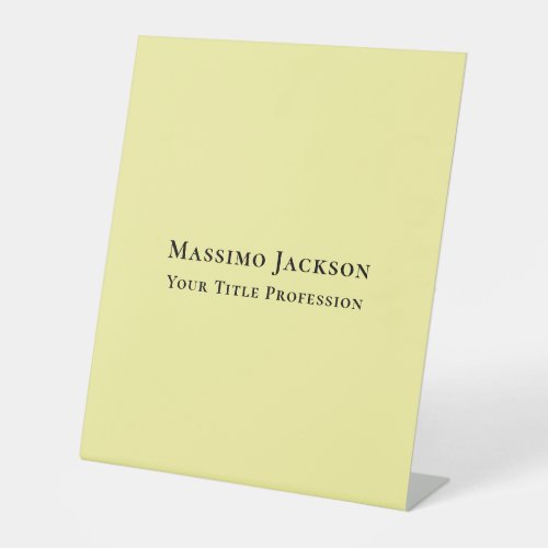 Light Yellow Plain Elegant Professional Modern Pedestal Sign