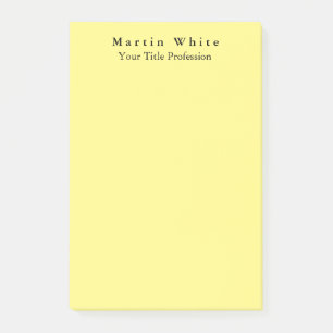 Light Yellow Plain Elegant Professional Modern Post-it Notes