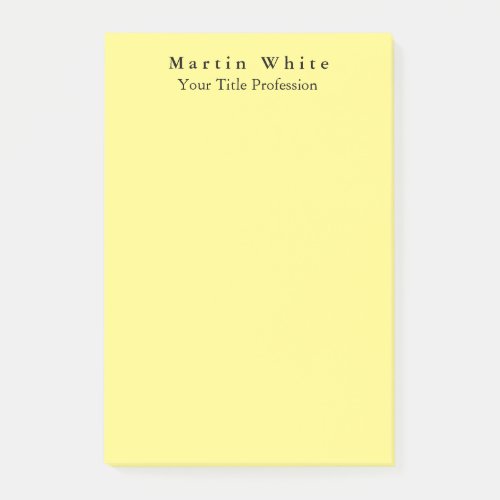 Light Yellow Plain Elegant Professional Modern Post_it Notes