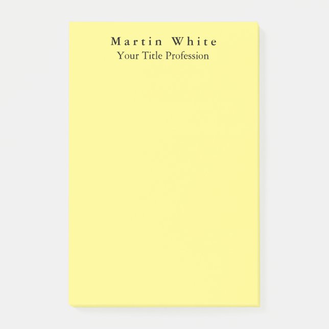 Light Yellow Plain Elegant Professional Modern Post-it Notes (Front)