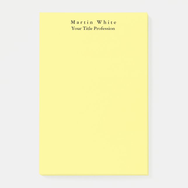 Light Yellow Plain Elegant Professional Modern Post-it Notes (Front)