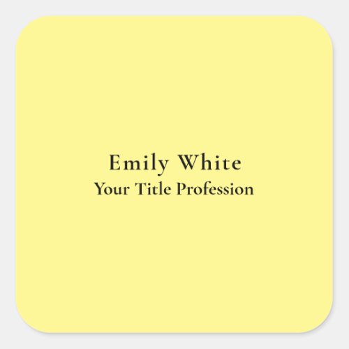 Light Yellow Plain Elegant Professional Modern Square Sticker