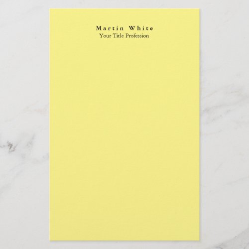 Light Yellow Plain Elegant Professional Modern Stationery