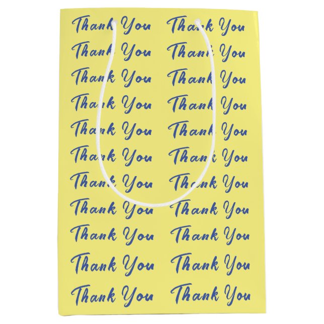 Light Yellow Plain Elegant Professional Thank You Medium Gift Bag (Front)