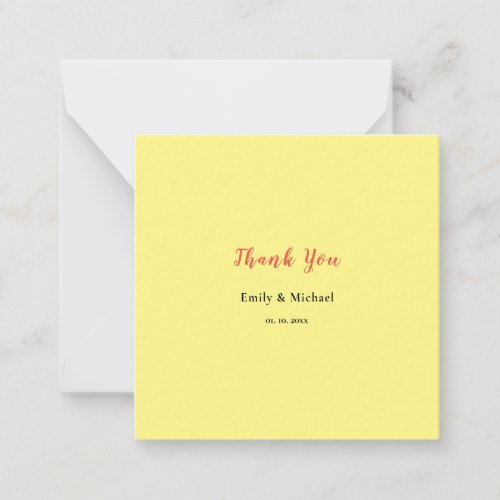 Light Yellow Plain Elegant Professional Thank You Note Card