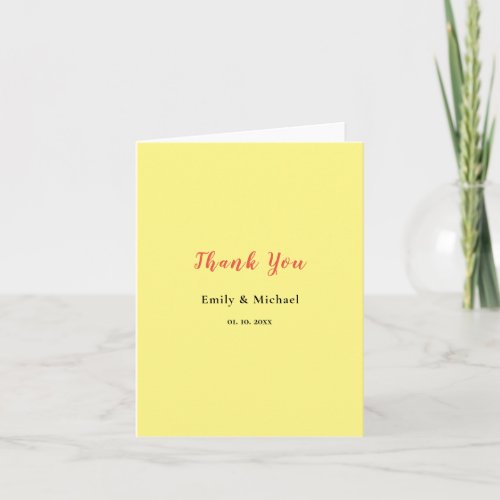 Light Yellow Plain Elegant Professional Thank You Note Card