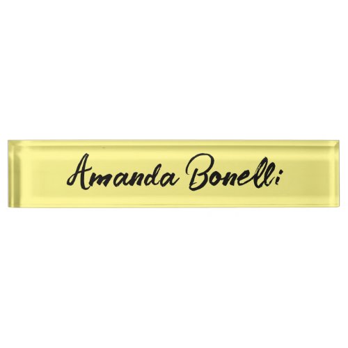 Light Yellow Plain Simple Minimalist Calligraphy Desk Name Plate