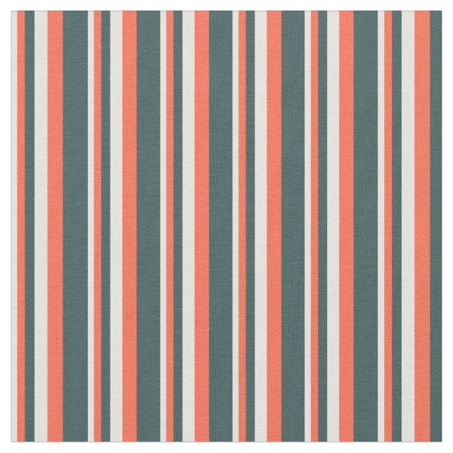 Light Yellow, Red, and Dark Slate Gray Lines Fabric (Close Up)
