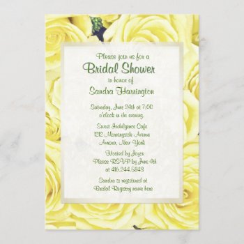 Light Yellow Rose Floral Bridal Shower Invitation by SpiceTree_Weddings at Zazzle
