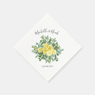 Light Yellow Rose Vintage Spring Wedding Napkins