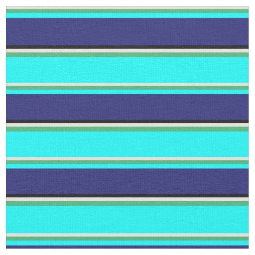 Light Yellow, Sea Green, Cyan, Blue & Black Fabric