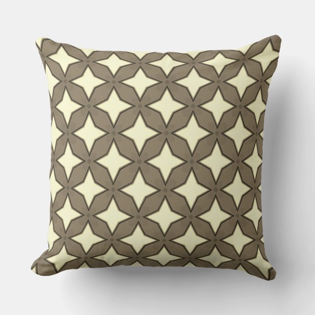 Light Yellow Stars of Four Points Throw Pillow (Front)