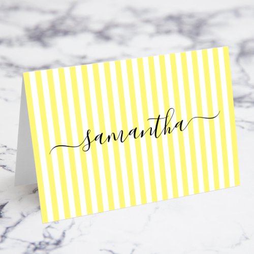 Light Yellow Stripes Signature Place Cards