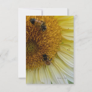 Light Yellow Sunflower & Bees Note Card